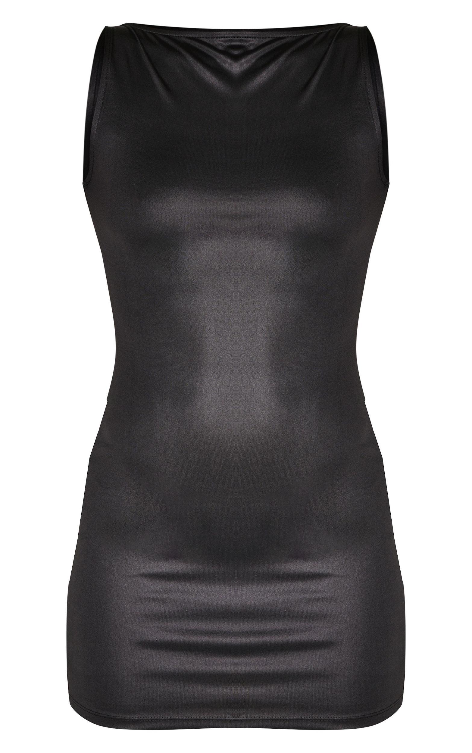 Black Foil Crew Neck Mini Dress Product Image