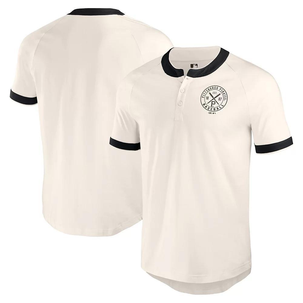 Men's Darius Rucker Collection by Fanatics White Pittsburgh Pirates Henley Raglan T-Shirt, Size: XL Product Image