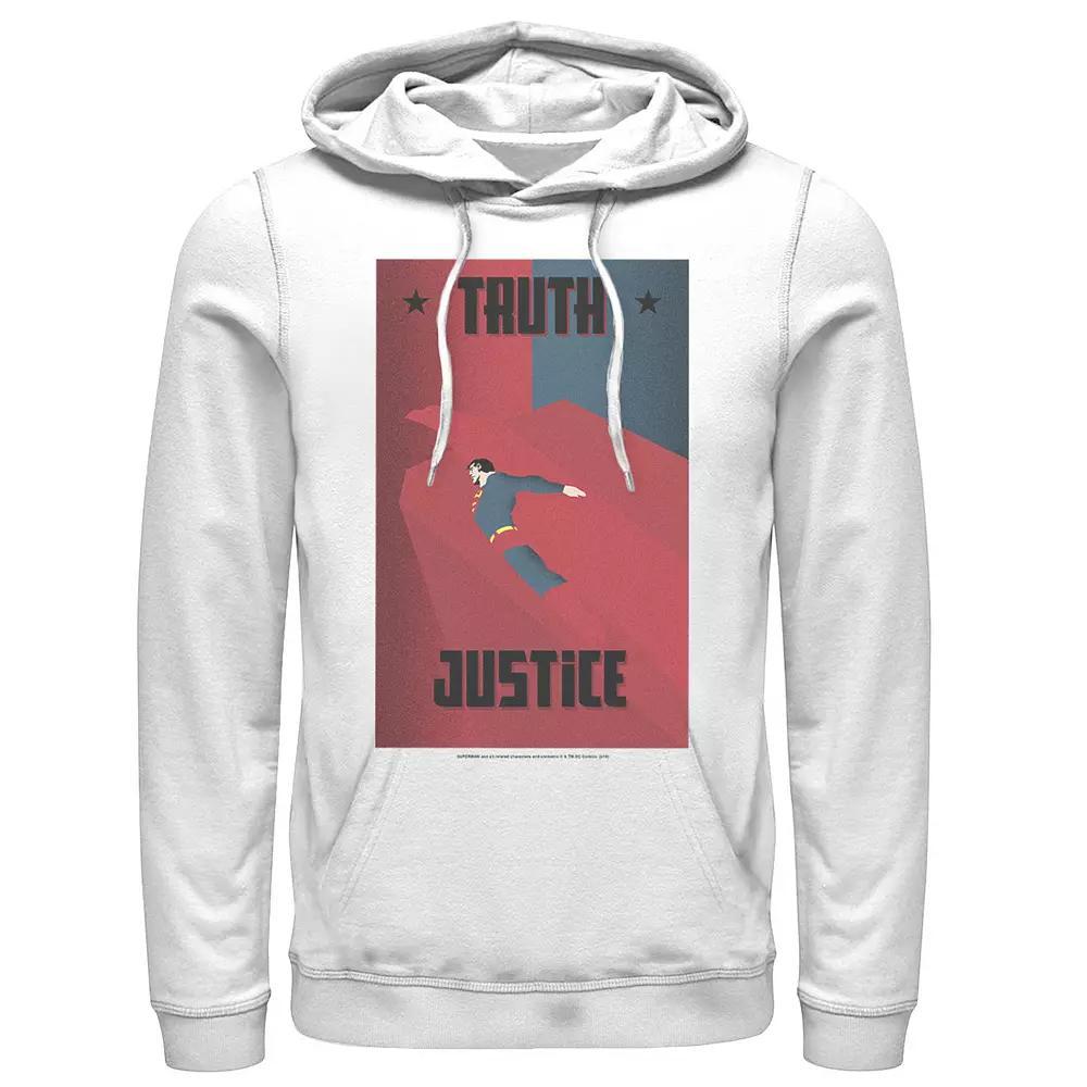 Men's DC Comics Superman Truth And Justice Split Poster Hoodie, Size: 3XL, White Product Image