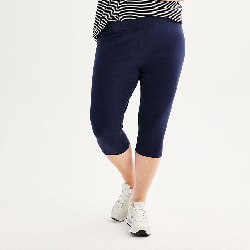 Plus Size Sonoma Goods For Life® Knit Capri Leggings, Women's, Size: 4XL, Dark Silver Product Image