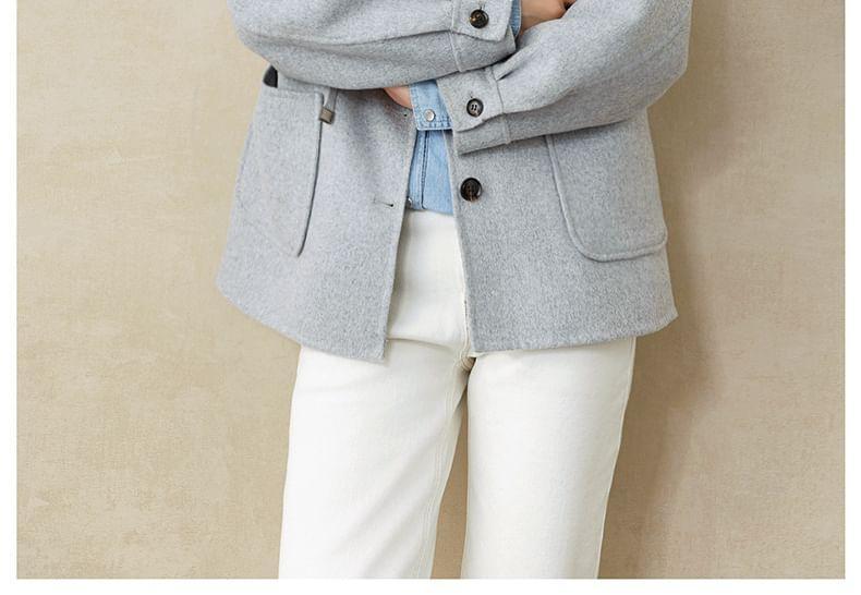 Plain Hood Button Short Coat Product Image