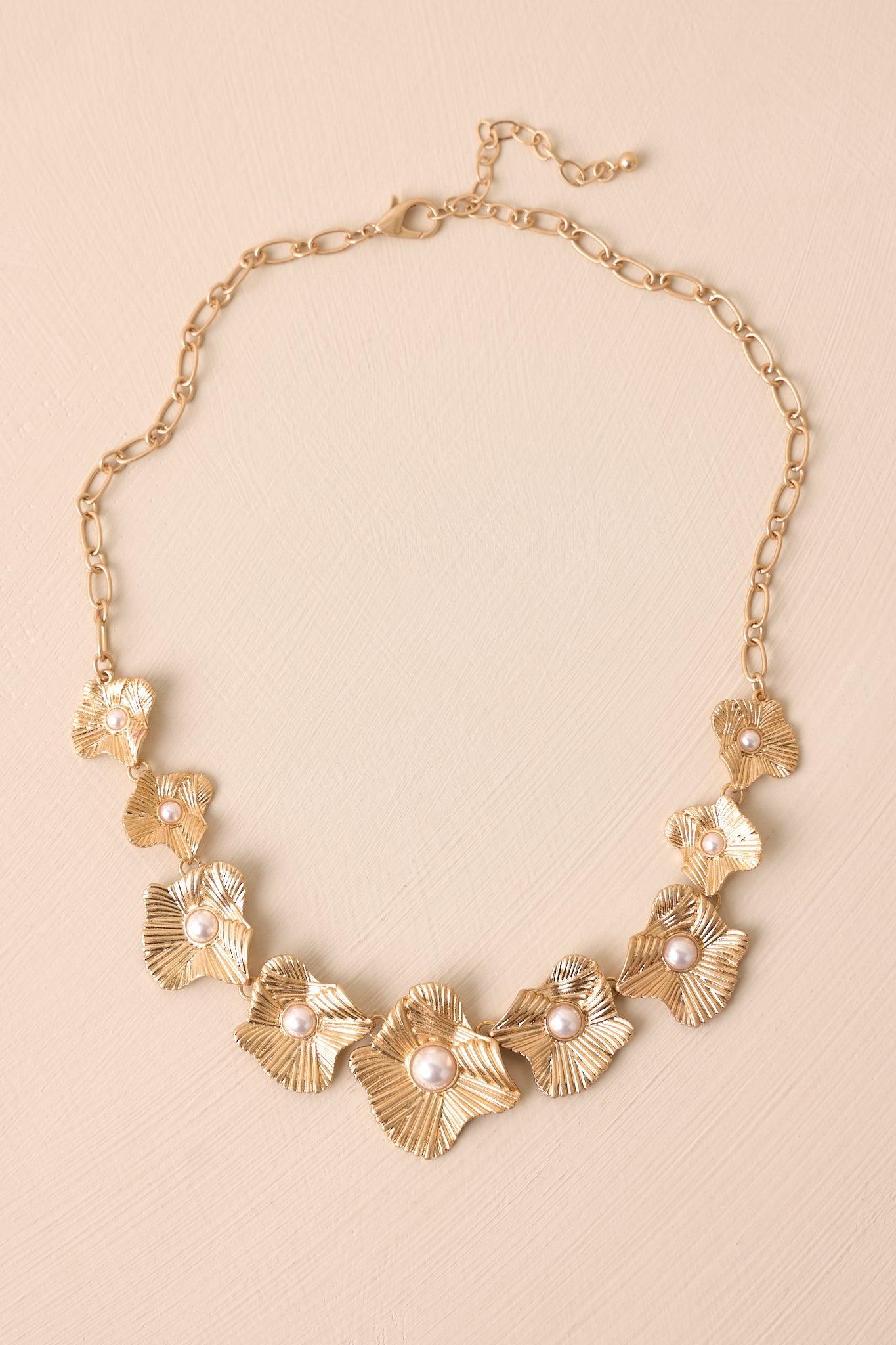 Through The Garden Gold & Ivory Pearl Floral Necklace Product Image