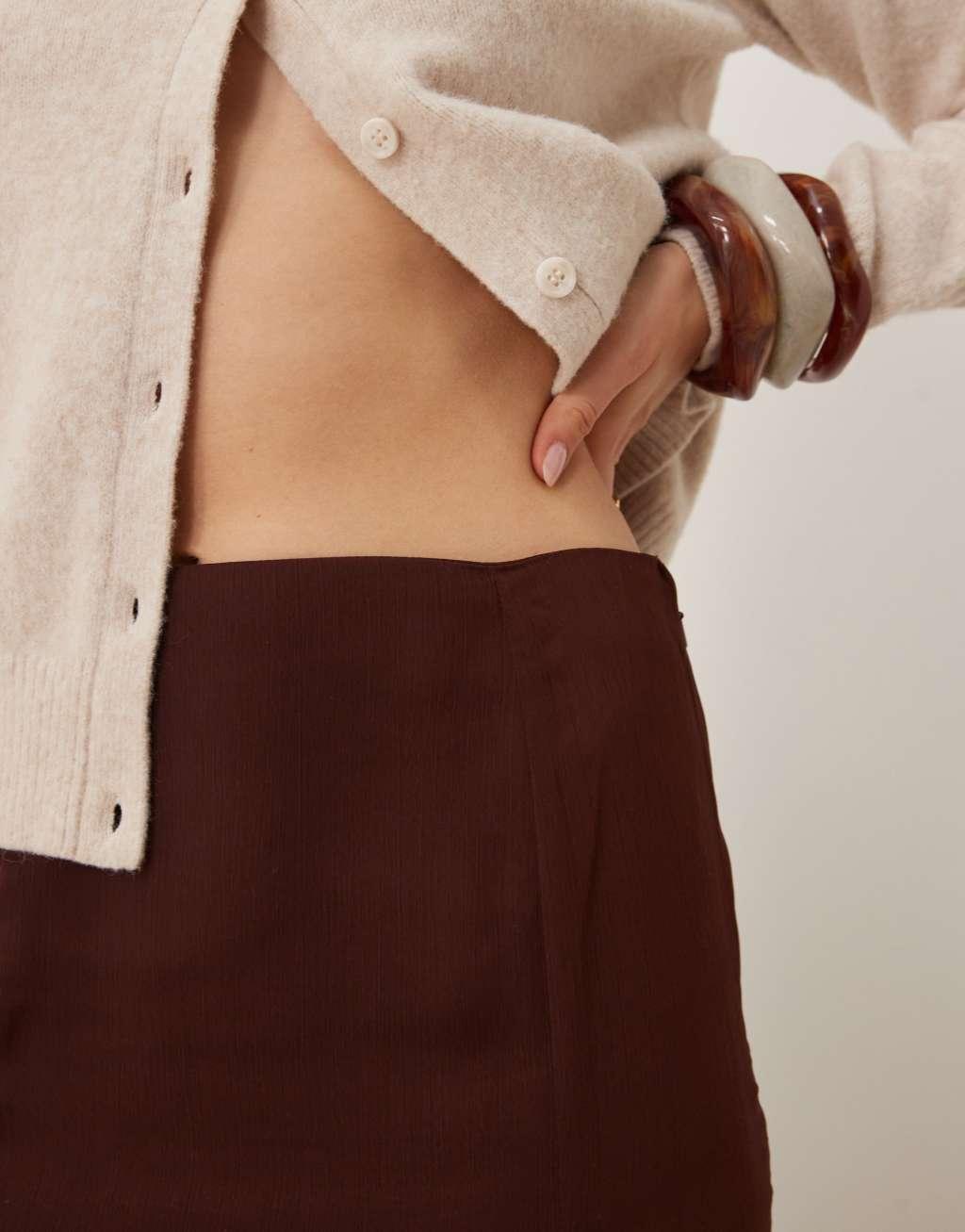 Miss Selfridge godet insert maxi skirt in brown Product Image