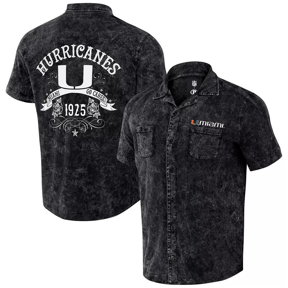 Men's Darius Rucker Collection by Fanatics  Black Miami Hurricanes Team Color Button-Up Shirt, Size: Small Product Image