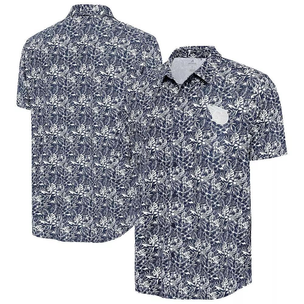 Men's Antigua Navy Cleveland Guardians Resort Button-Up Shirt, Size: Medium, Grd Blue Product Image