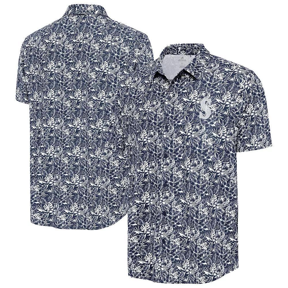 Men's Antigua Navy Seattle Mariners Resort Button-Up Shirt, Size: XL, Blue Product Image