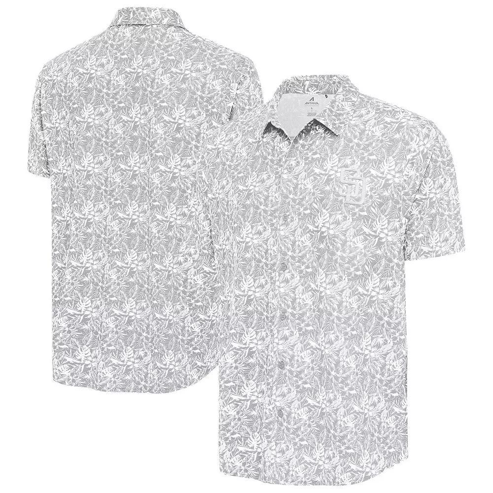 Men's Antigua Gray Pittsburgh Pirates Resort Button-Up Shirt, Size: Medium, Grey Product Image