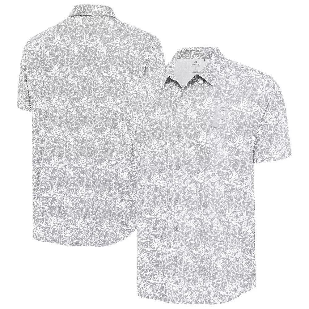 Men's Antigua Gray Pittsburgh Pirates Resort Button-Up Shirt, Size: Medium, Grey Product Image