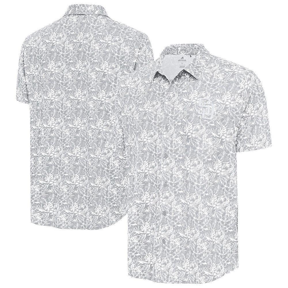 Men's Antigua Gray Pittsburgh Pirates Resort Button-Up Shirt, Size: Medium, Grey Product Image
