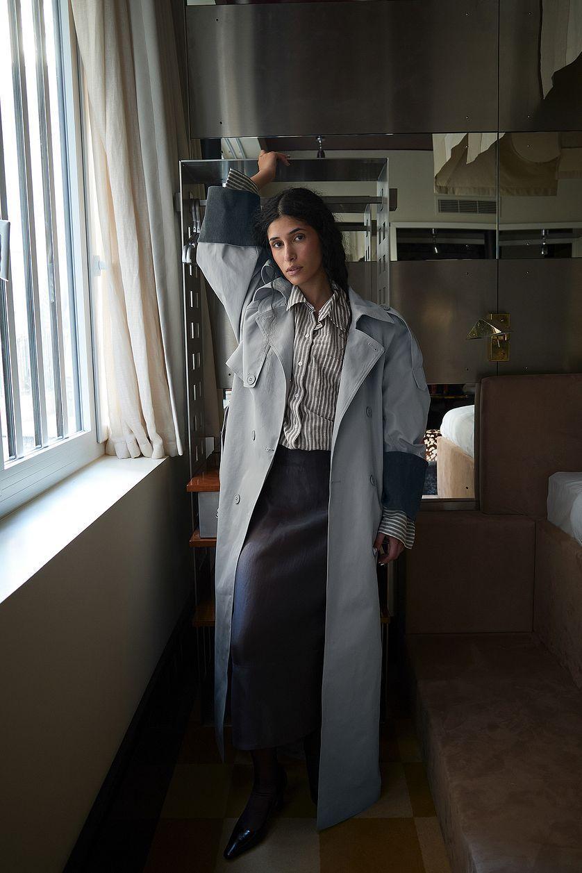 Oversized Corduroy Detail Trenchcoat Product Image