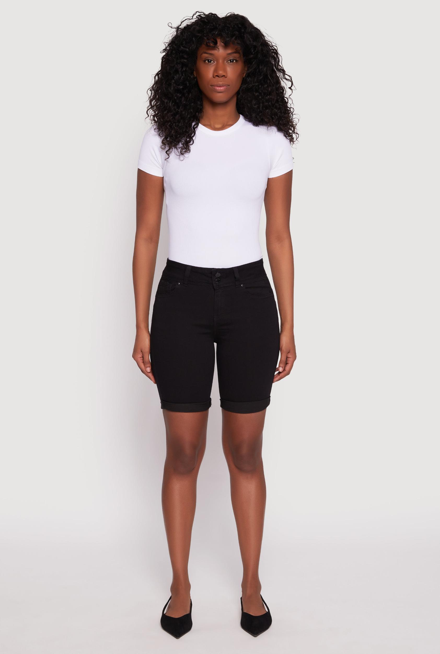 Womens WAX Fixed Cuff Bermuda Denim Shorts Product Image