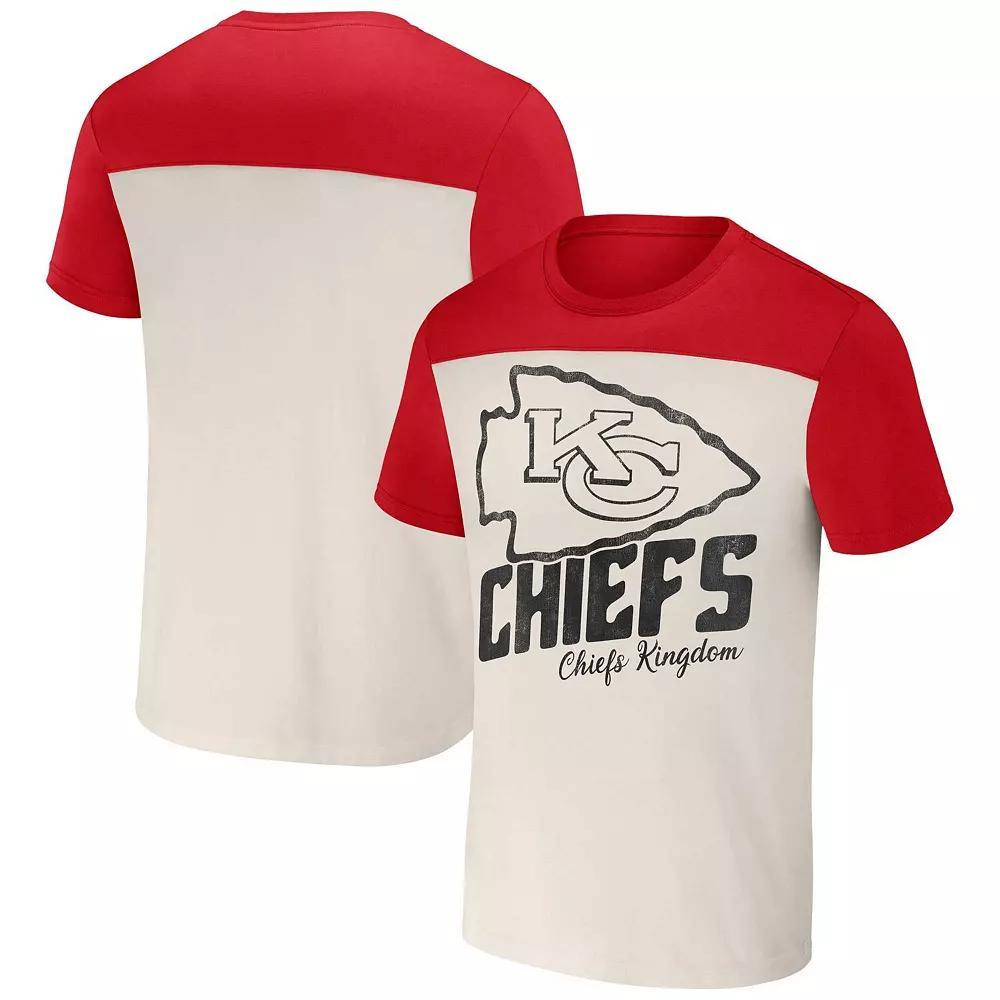 Men's NFL x Darius Rucker Collection by Fanatics Cream Kansas City Chiefs Colorblocked T-Shirt, Size: Medium, Beige Product Image