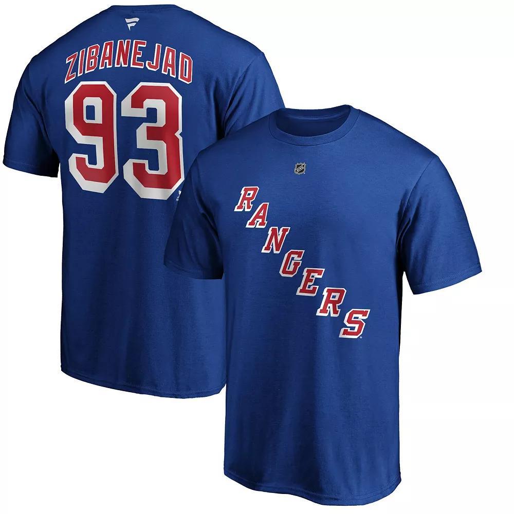 Men's Fanatics Branded Mika Zibanejad Blue New York Rangers Team Authentic Stack Name & Number T-Shirt, Size: 5XL, Ran Blue Product Image