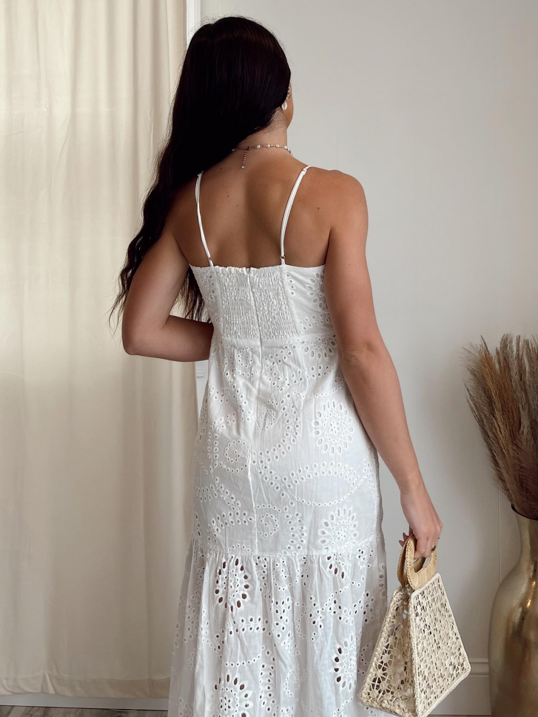 Lost + Wander | Petals of the Sky Midi Dress White FINAL SALE Product Image