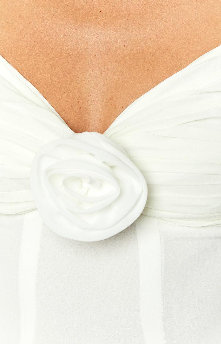 Kadence White Chiffon Long Sleeve Mini Dress Product Image