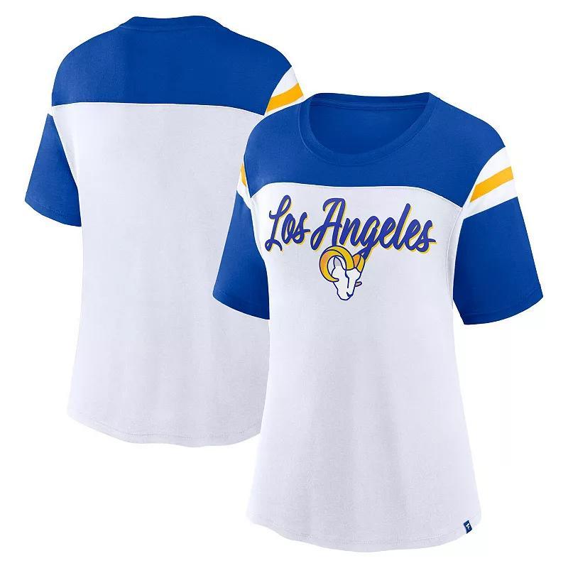 Women's Fanatics White/Royal Los Angeles Rams Cheer Chant Fashion T-Shirt, Size: Large Product Image