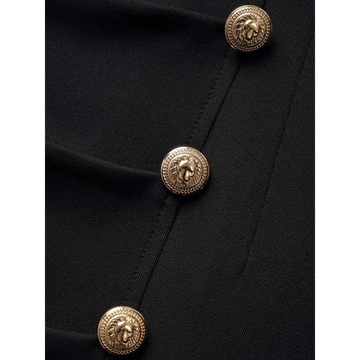 Plus Size Suit Collar Metal Detail Lantern Sleeve Dress Black Women Workwear Essentials Button Suit Collar Sleeveless Curvy BloomChic 12/L Product Image
