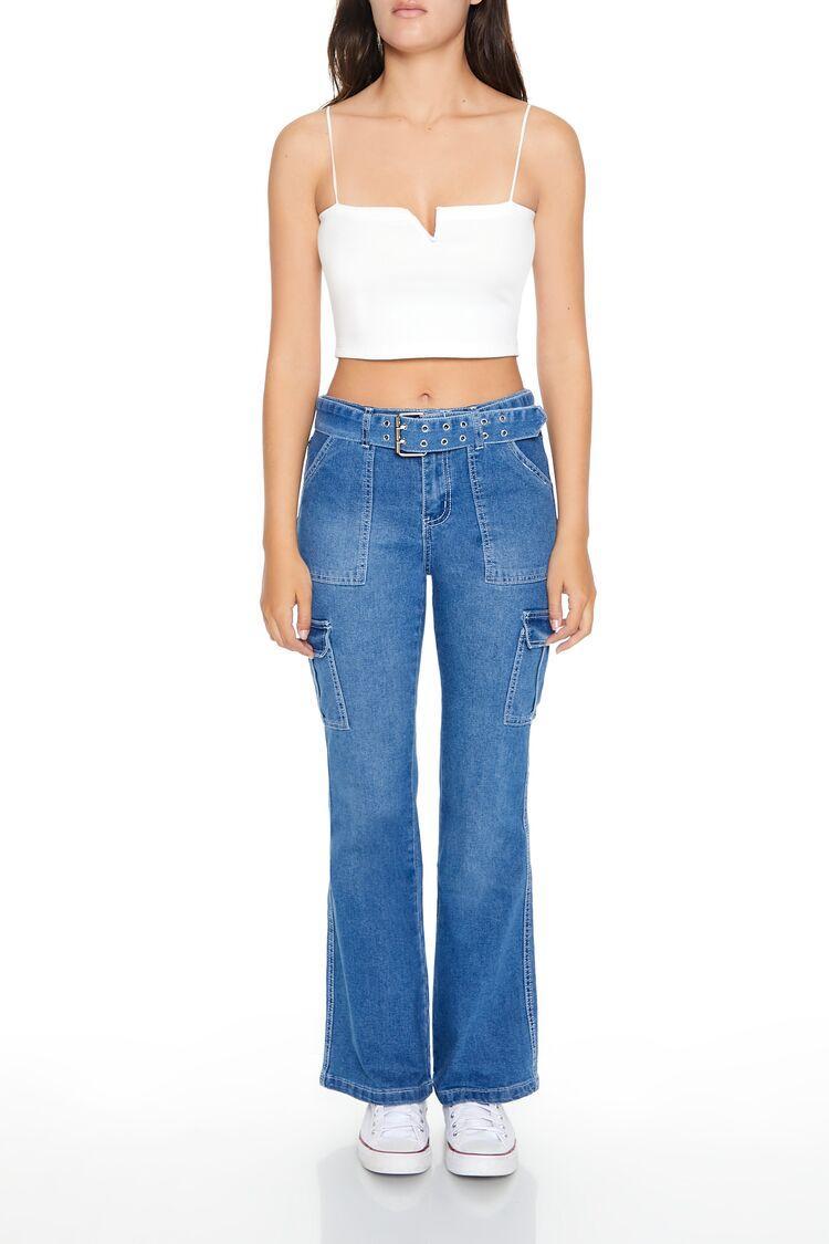 Low-Rise Cargo Flare Jeans | Forever 21 Product Image