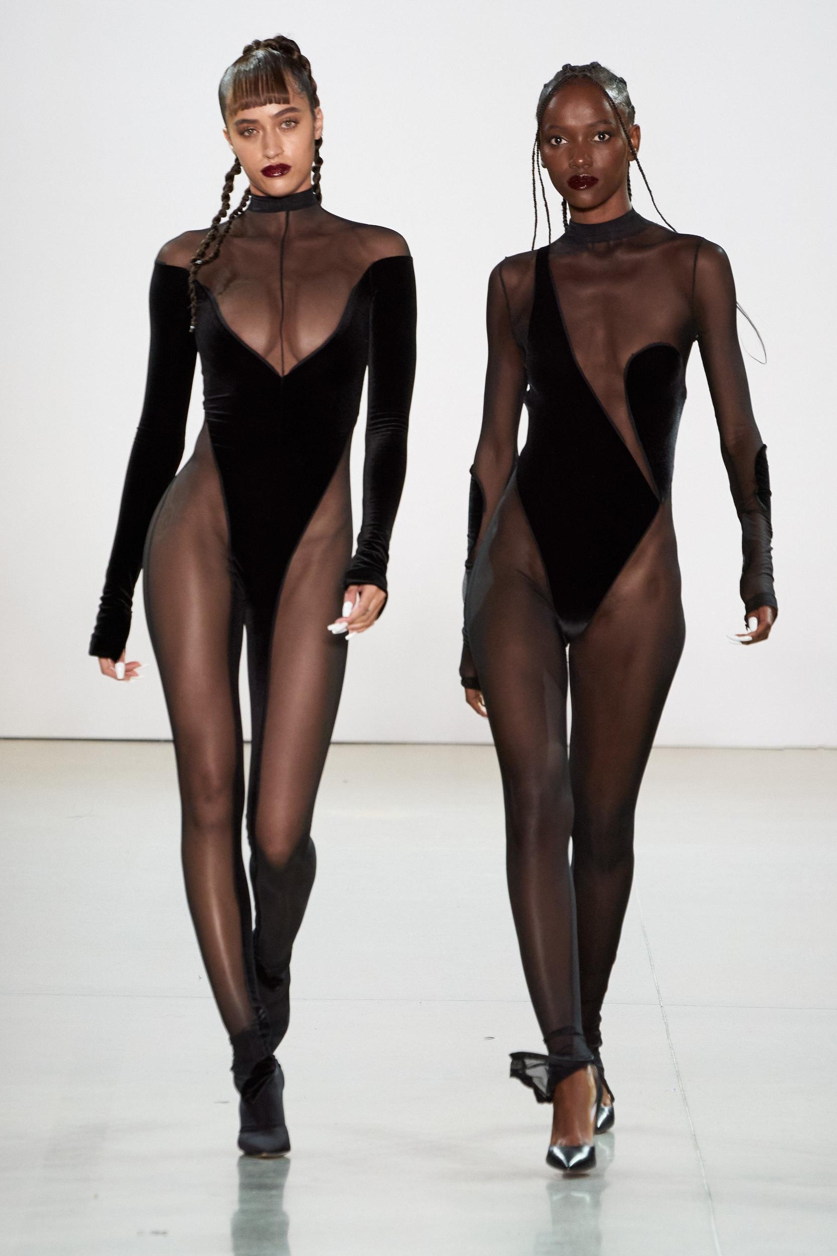 Cutout Mesh and Velvet Catsuit Product Image