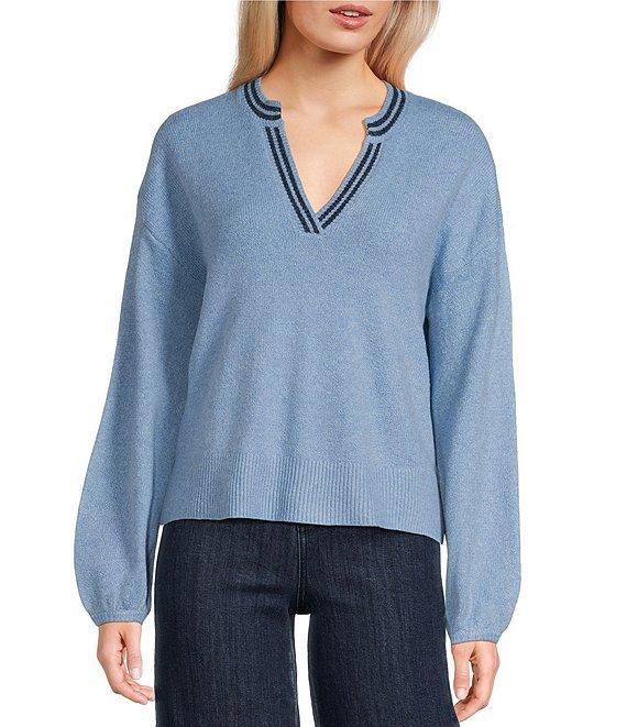 Copper Key Split V-Neck Retro Sweater Product Image