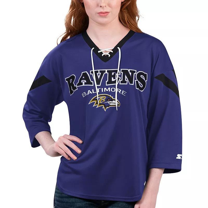 Women's Starter Red Atlanta Falcons Rally Lace-Up 3/4 Sleeve T-Shirt, Size: XS Product Image