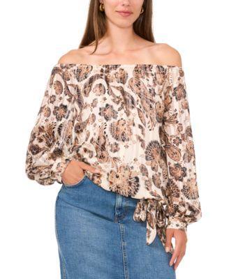 Vince Camuto Womens Off-The-Shoulder Paisley-Print Top Product Image