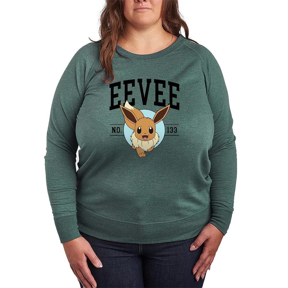 Plus Size Pokemon Eevee Collegiate French Terry Long Sleeve Tee, Womens Product Image
