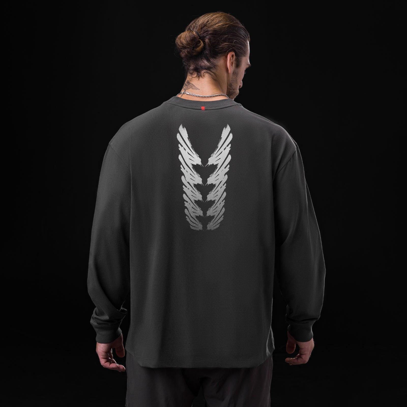0851. Tech Essential™ Relaxed Long Sleeve  -  Black "Brush Stroke" Product Image