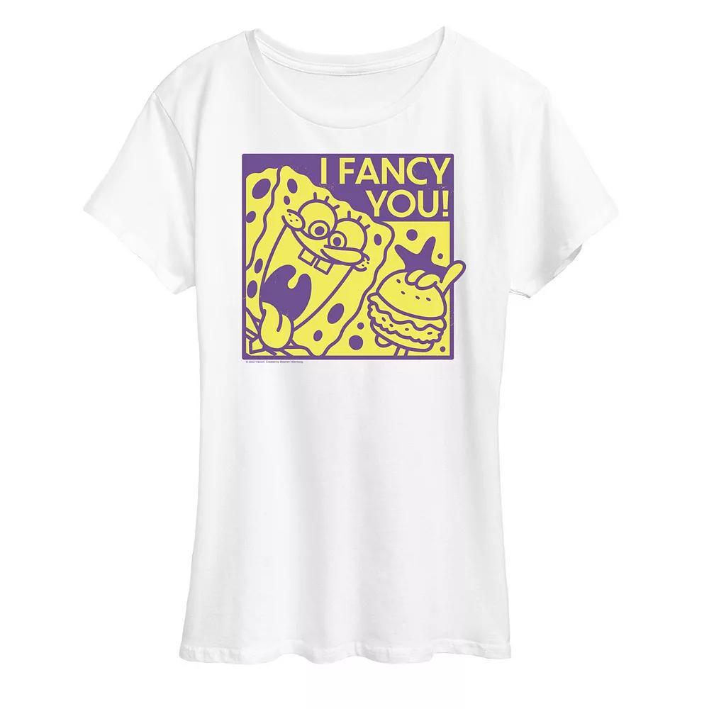 Womens Spongebob Squarepants I Fancy You Graphic Tee Grey Gray Product Image