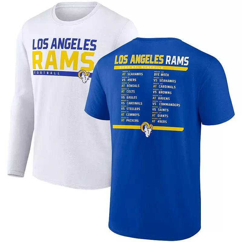 Men's Fanatics Branded Royal/White Los Angeles Rams Two-Pack 2023 Schedule T-Shirt Combo Set, Size: 5XL, Blue Product Image