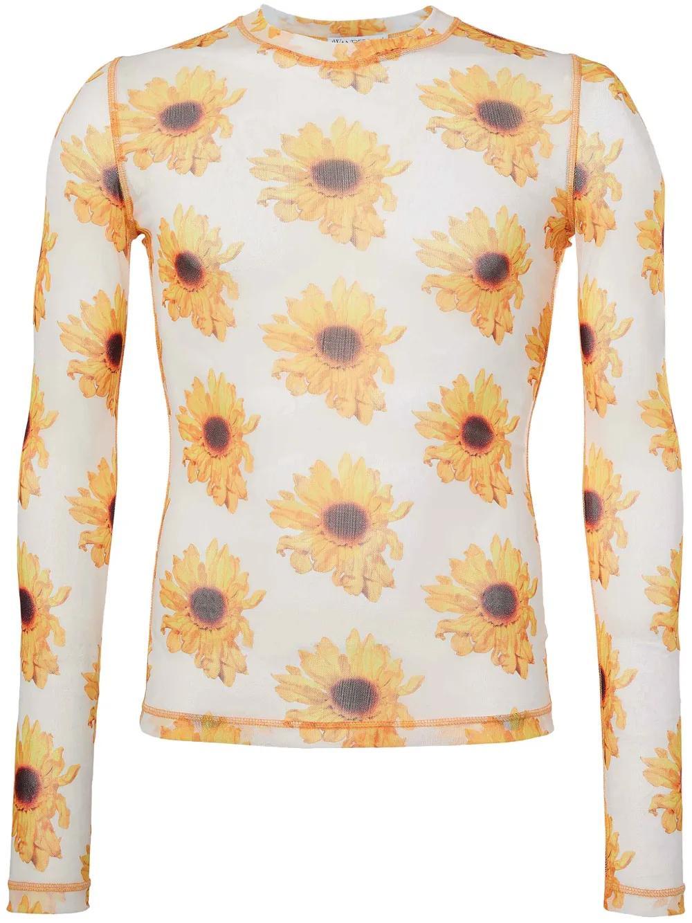 JW ANDERSON Floral-print Sheer Top In White Product Image