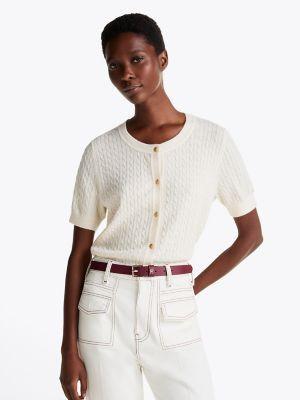 Mini Cable Knit Wool-Blend Cardigan Product Image