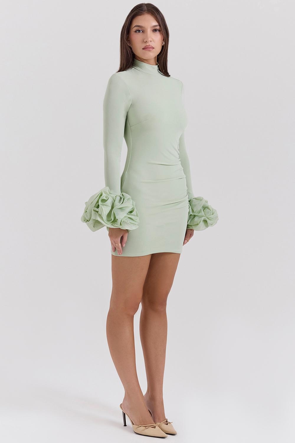 Camilla  pistachio ruffle cuff mini dress - sale Product Image