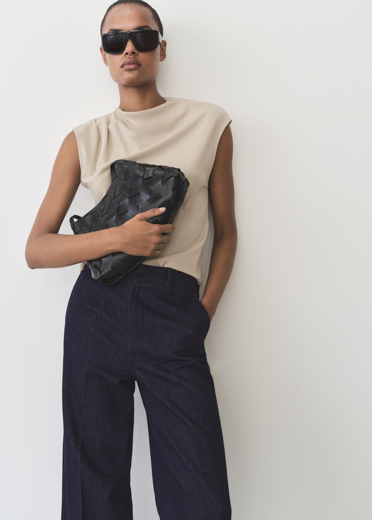 Wideleg denim pants - Women | MANGO USA Product Image