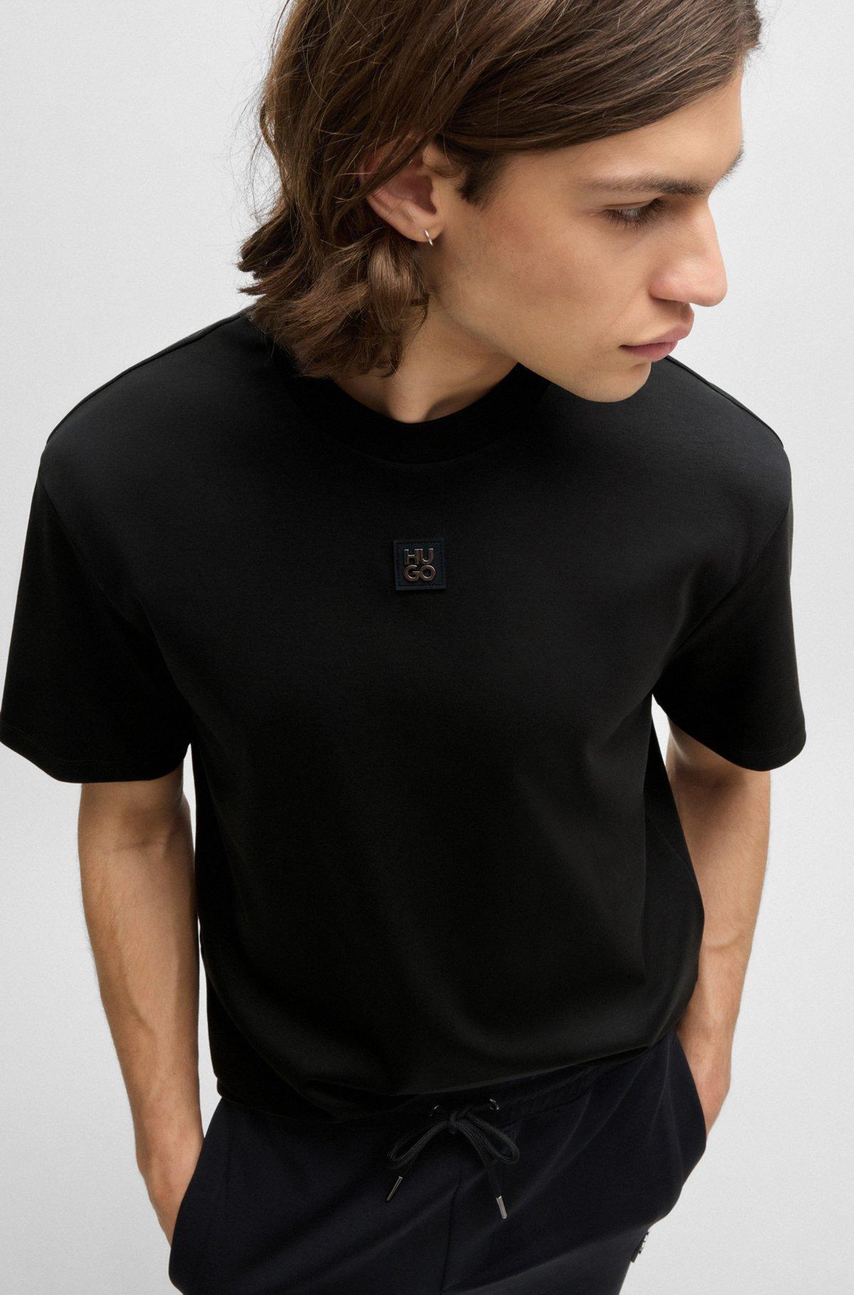 Interlock-cotton regular-fit T-shirt with stacked logo Product Image