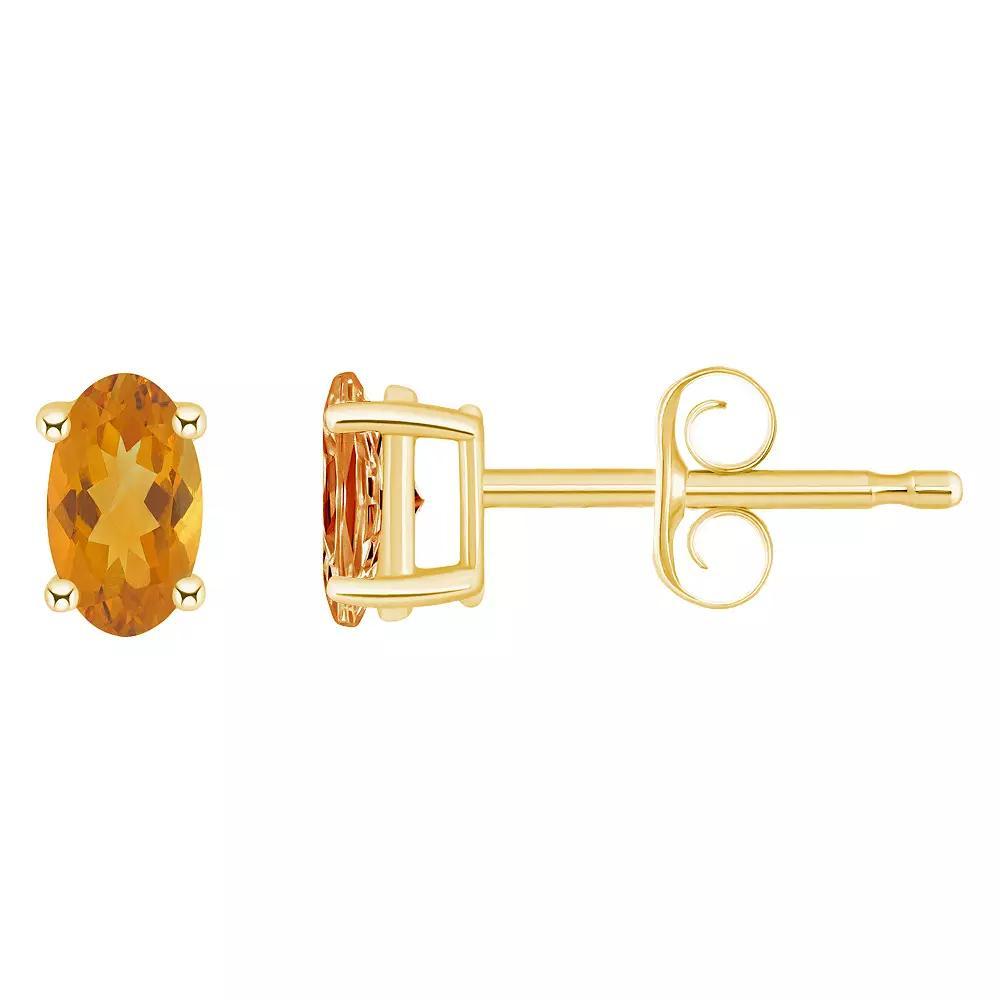 14k Gold Oval Birthstone Stud Earrings, Women's, Citrine Nov Product Image
