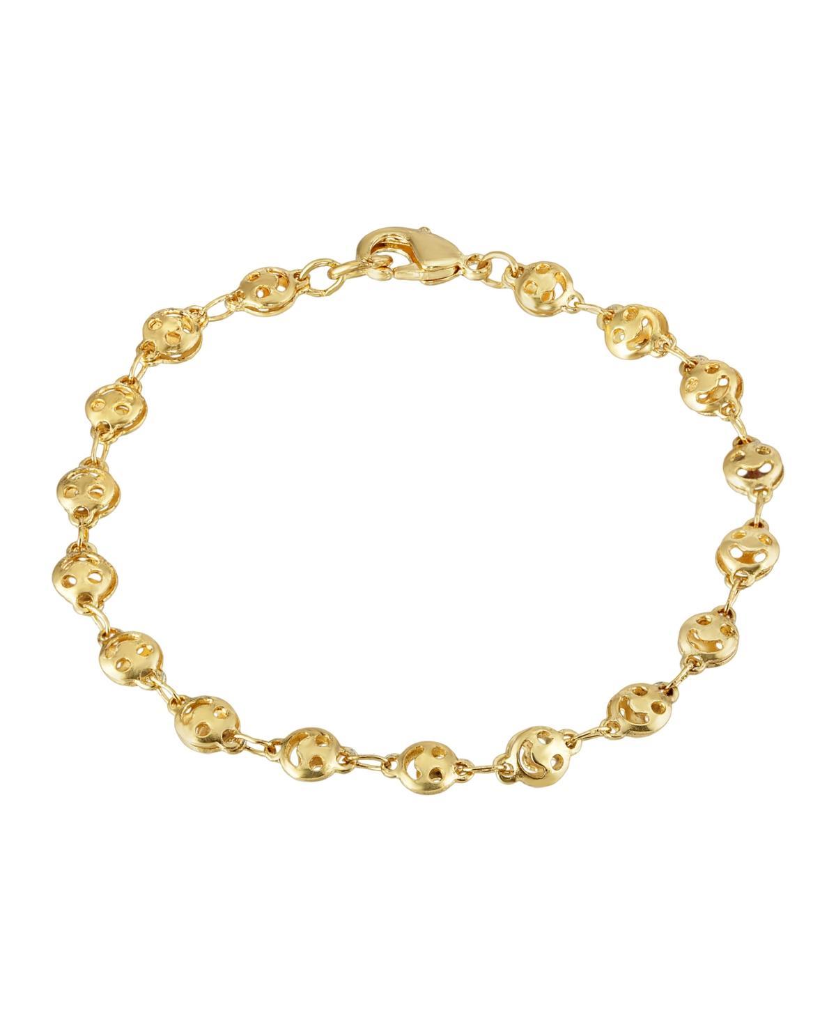 1928 Gold Tone Happy Face Chain Bracelet, Womens Product Image