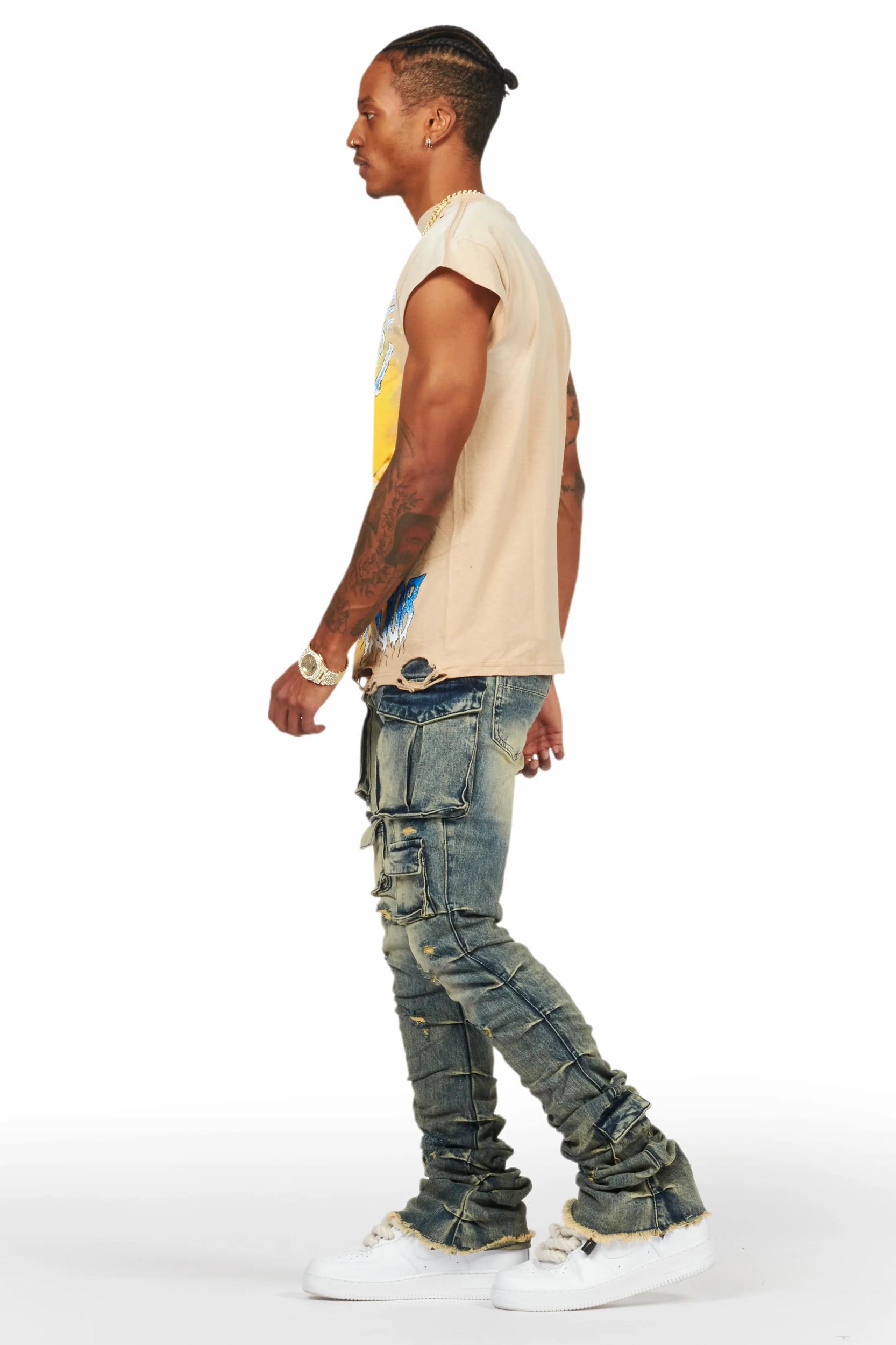 Gentry Tint Blue Stacked Flare Jean Male Product Image