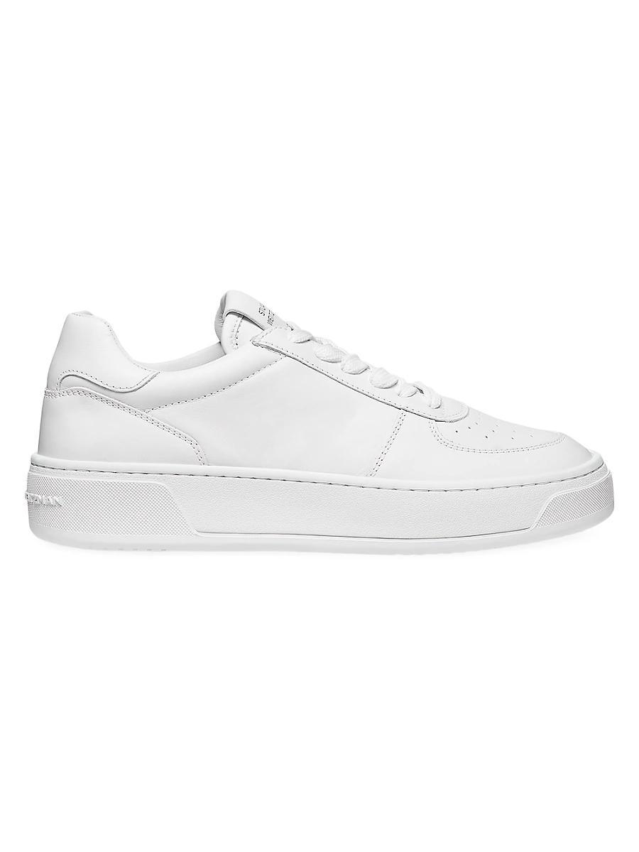 Mixed Leather Courtside Low-Top Sneakers Product Image