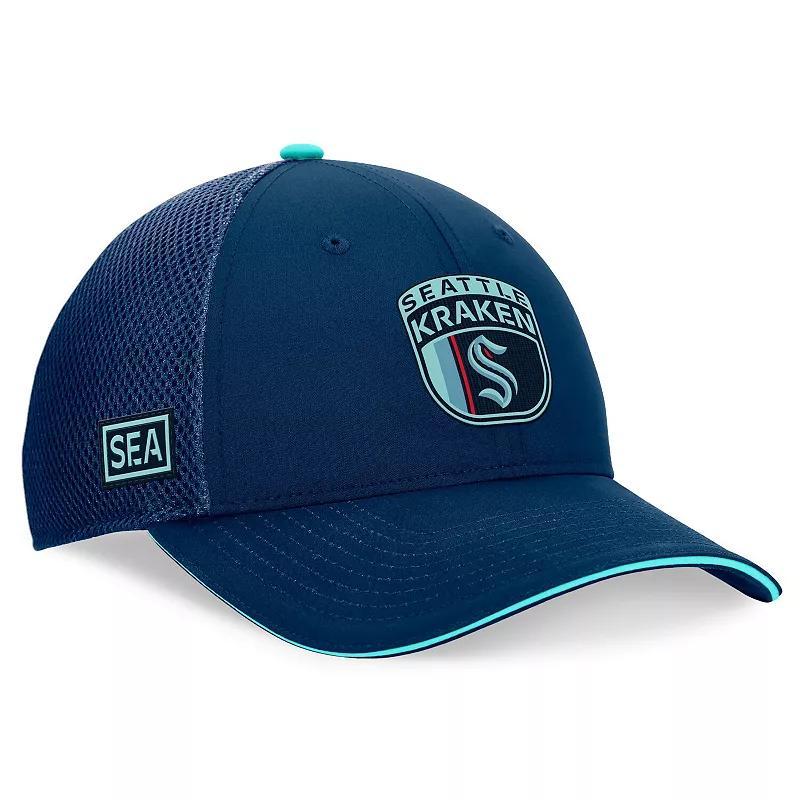 Men's Fanatics Deep Sea Blue Seattle Kraken 2024 NHL Draft On Stage Trucker Adjustable Hat, Krk Blue Product Image