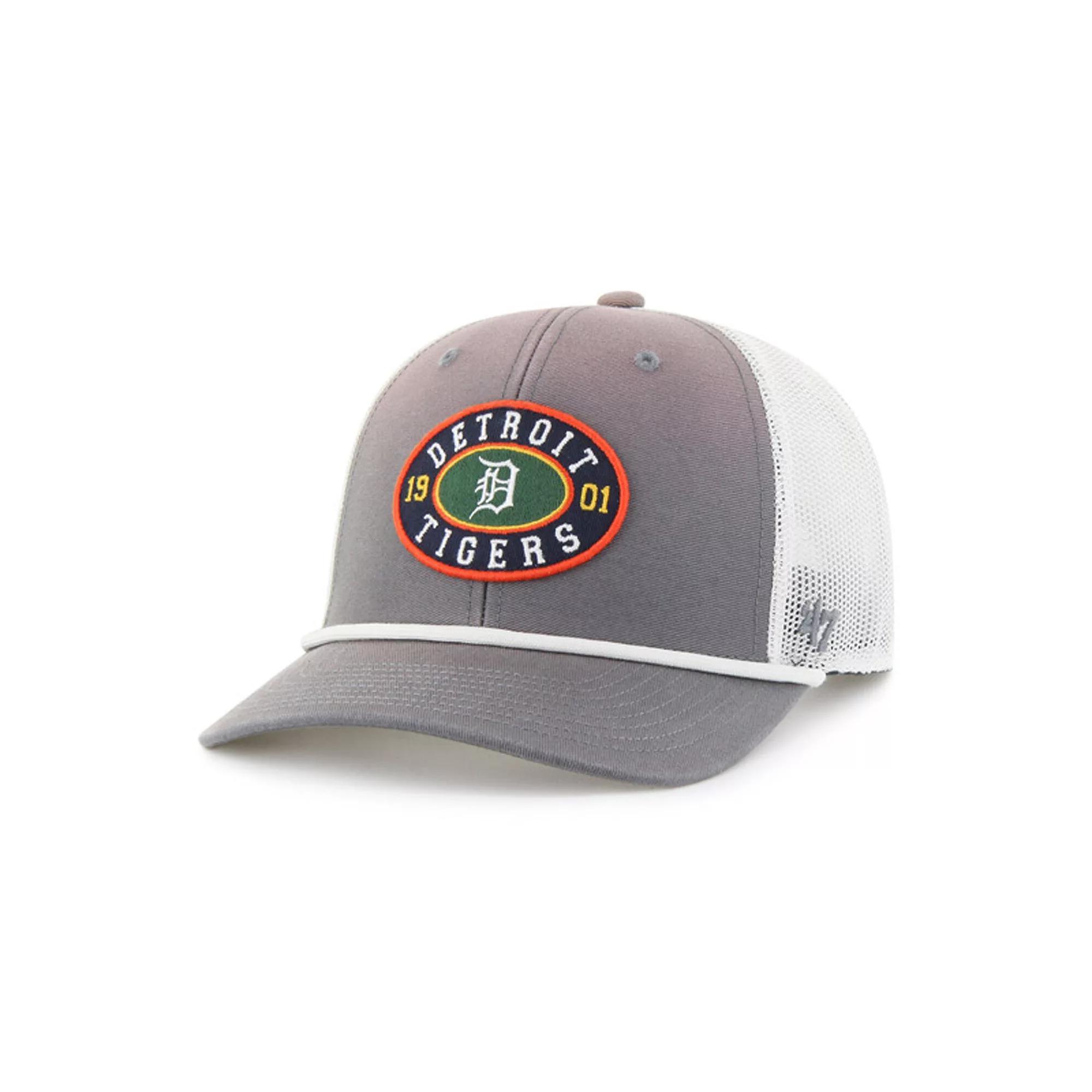 Mens 47 Gray/White Detroit Tigers Tide Sweep Rope Trucker Adjustable Hat Product Image