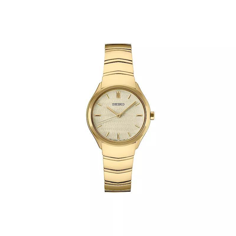 Seiko Womens Essentials Champagne Dial Gold Tone Stainless Steel Watch Product Image