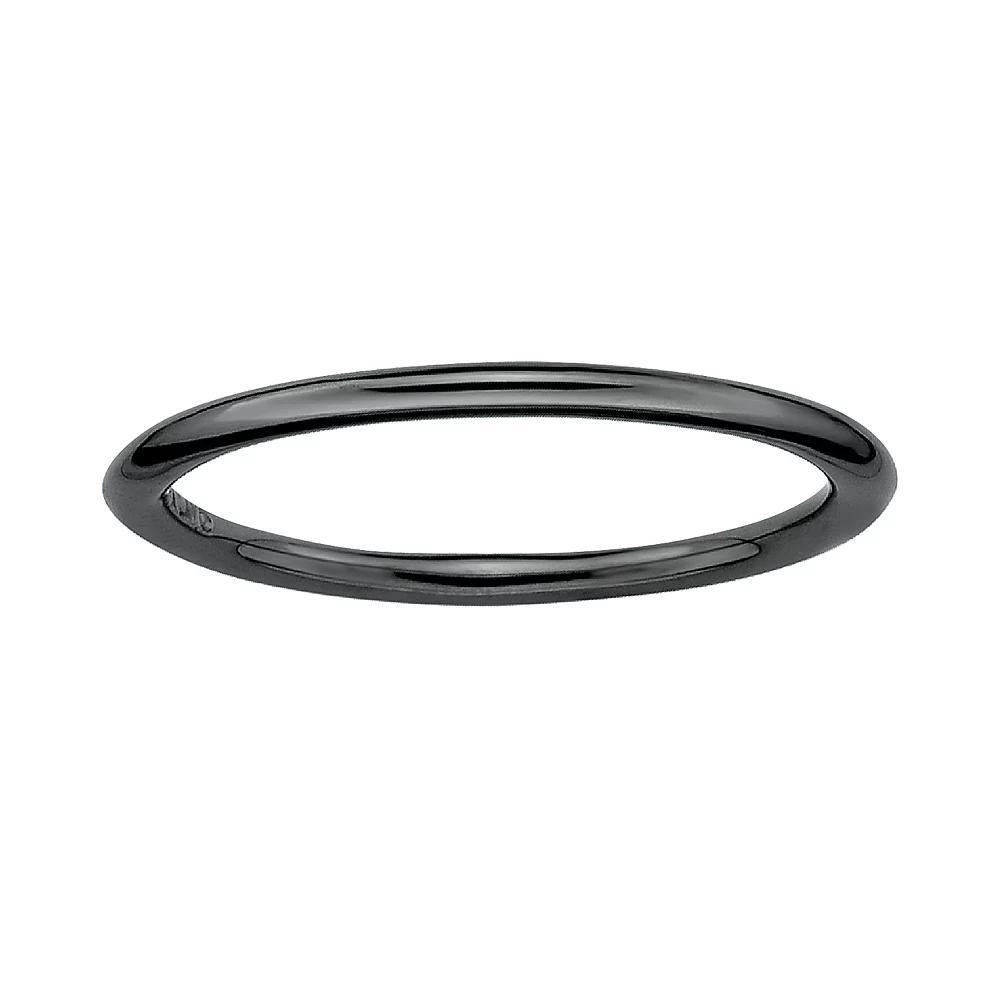 Stacks & Stones Ruthenium-Plated Sterling Silver Stack Ring, Women's, Size: 6, Black Product Image