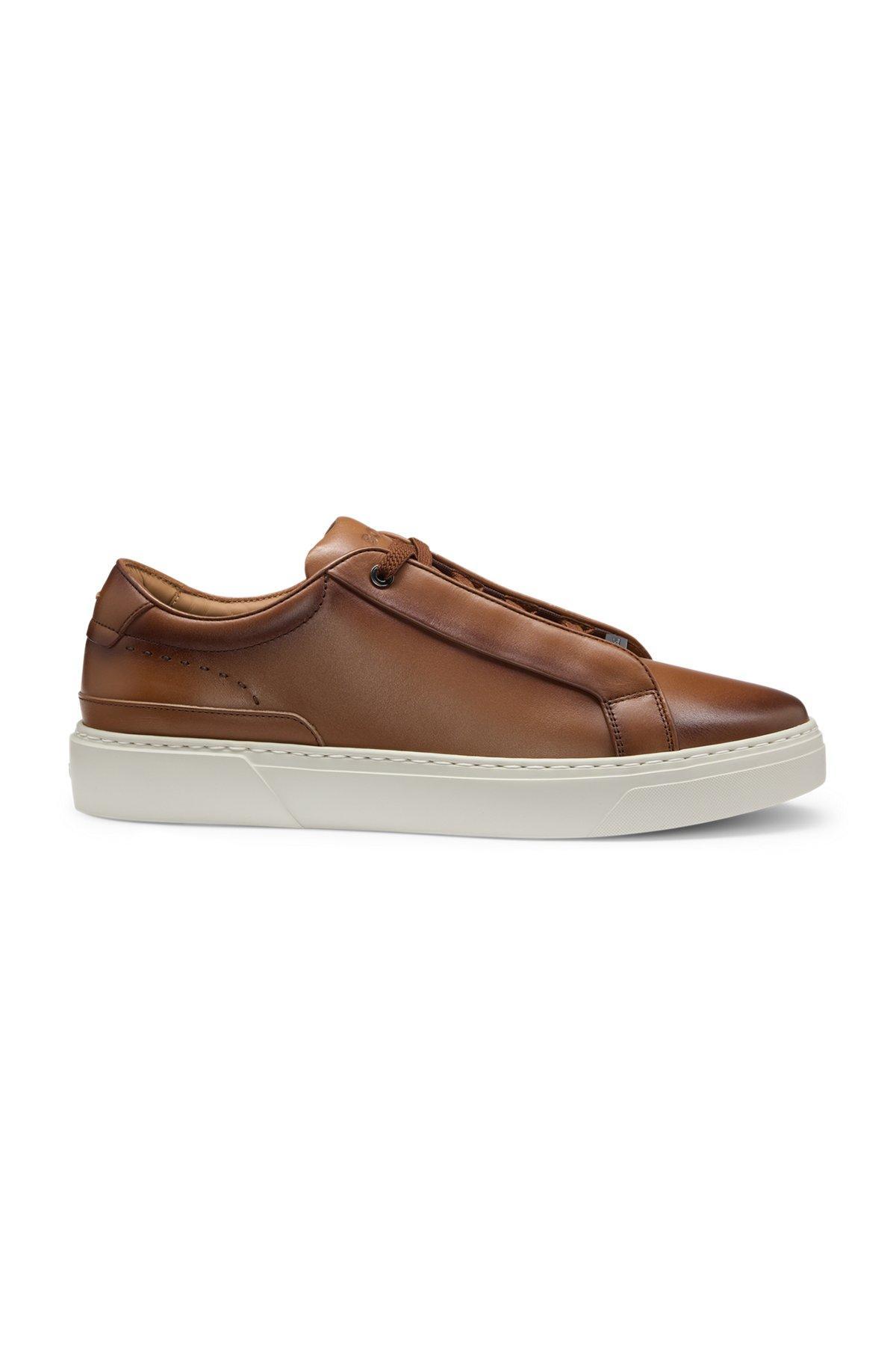 BOSS - Gary leather trainers with hidden laces - Brown Product Image