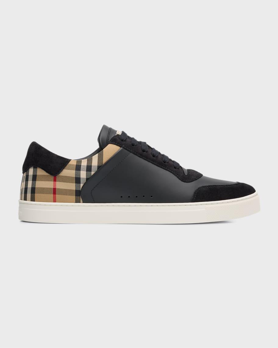 Mens Stevie Leather and Check Low-Top Sneakers Product Image