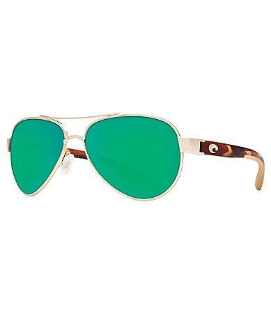 Costa Loreto Polarized Square Aviator Sunglasses - Rose Gold Green Mirror Product Image