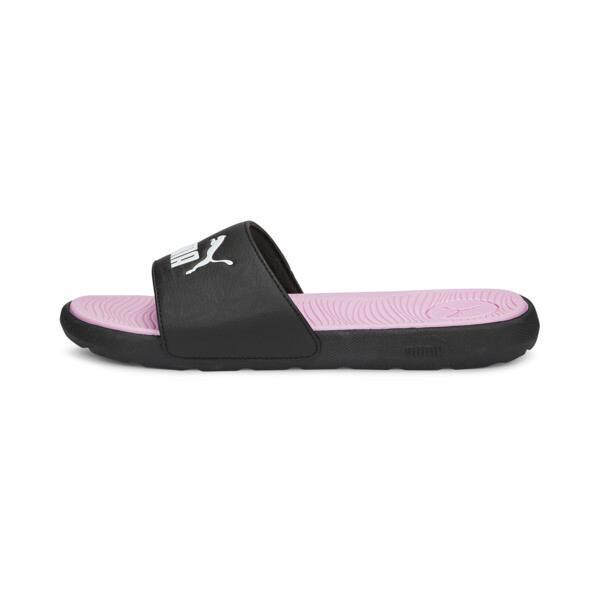 PUMA Cool Cat 2.0 Women's Slides in Black/White/Pale Pink Product Image