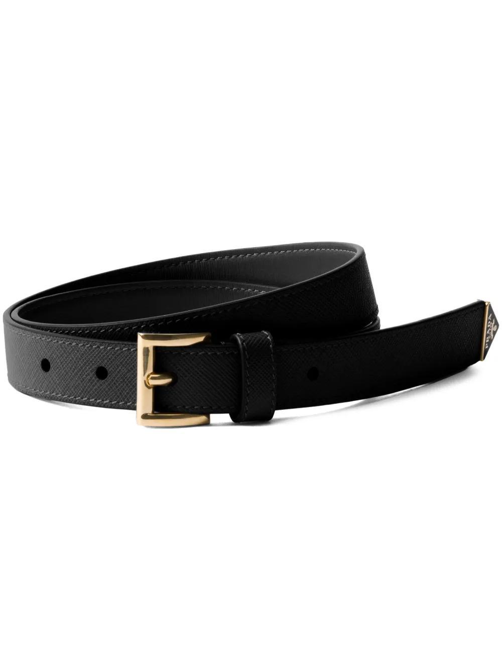 PRADA Saffiano Leather Belt In Black Product Image