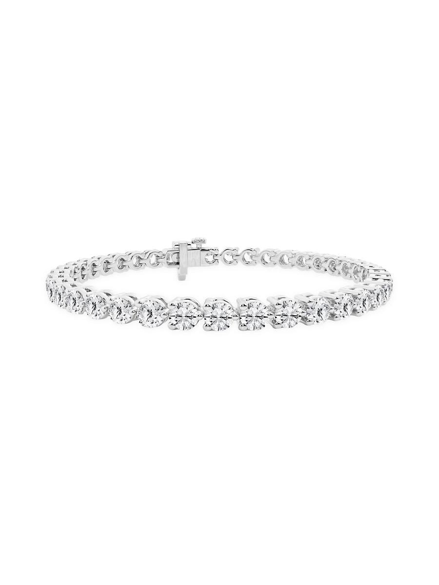 Womens 14K White Gold & Lab-Grown Diamond Tennis Bracelet Product Image