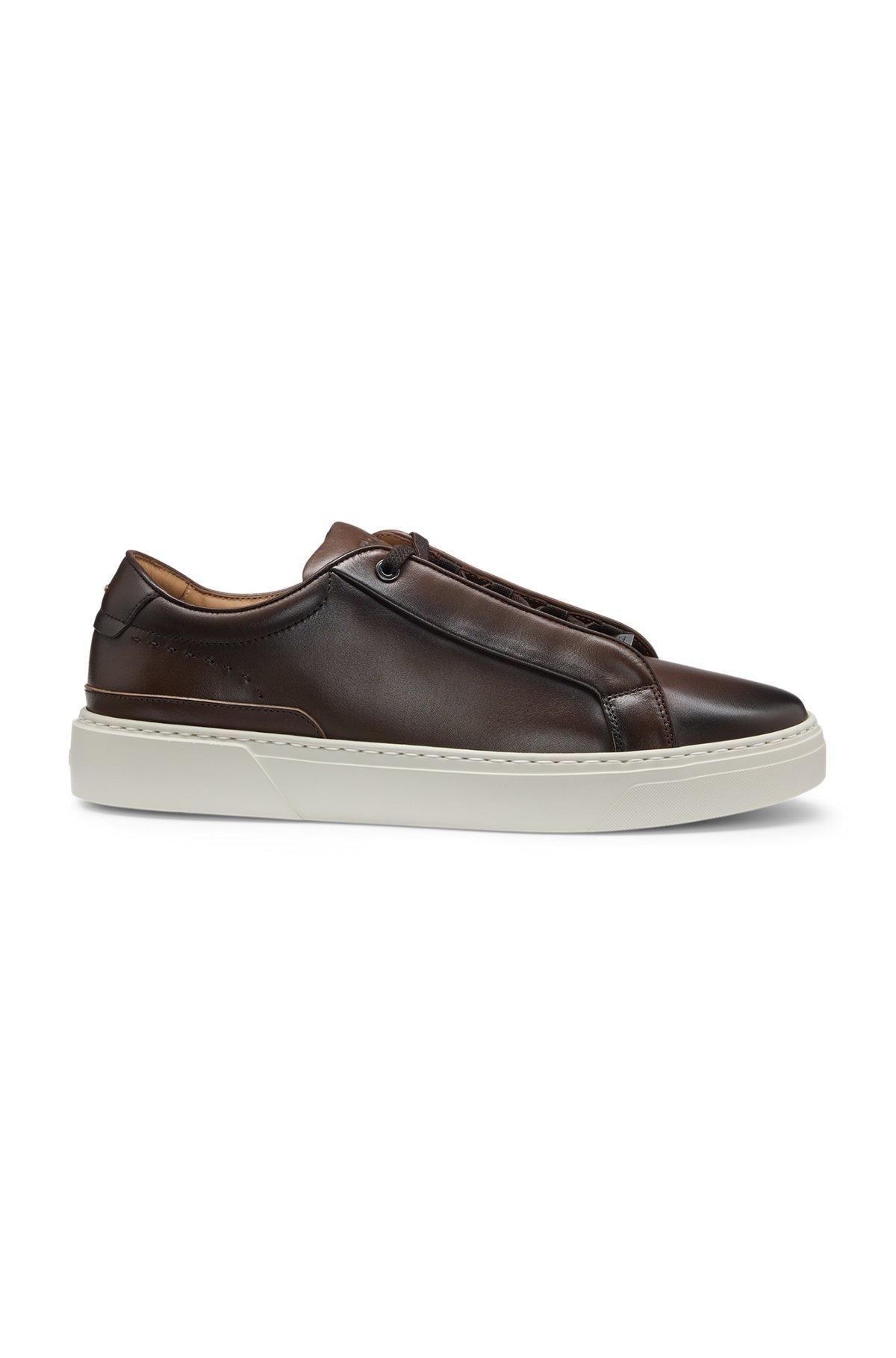 BOSS - Gary leather trainers with hidden laces - Dark Brown Product Image